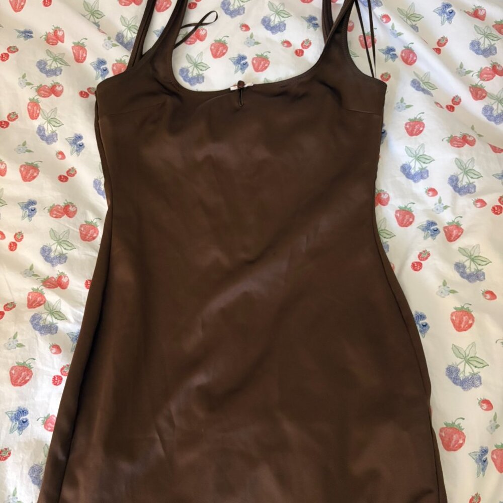 Satin Brown Mini Dress